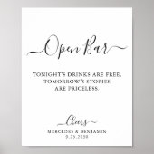 Elegant Open Bar Calligraphy Personalized Wedding Poster (Voorkant)