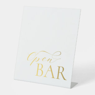 Elegant Open Bar Gold Wedding Pedestal Sign Reclamebord Met Voetstuk