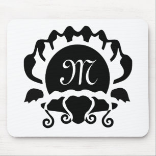 Elegant Open Seashell Silhouette Monogram Muismat