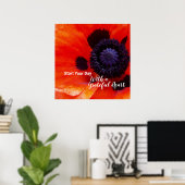 Elegant oppy Flower Quote Grateful Heart Poster (Thuiskantoor)