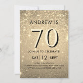 Elégant or 70e anniversaire Invitation (Devant)