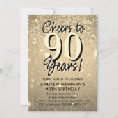 Elégant or 90e anniversaire Invitation (Devant)