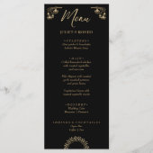 Elégant or Art Déco sur menu mariage noir (Devant)