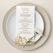 Elégant or blanc fleur sauvage luxe Mariage Menu