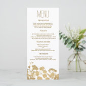 Elégant or blanc fleur sauvage luxe Mariage Menu (Debout devant)