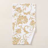 Élégant or blanc floral (Serviette à main)