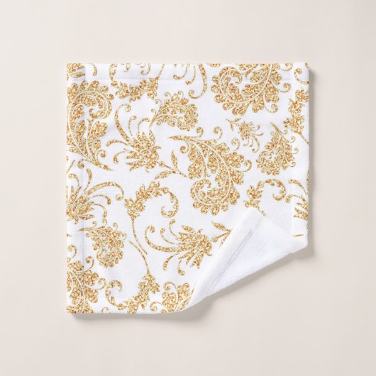 Élégant or blanc floral (Gant de toilette)