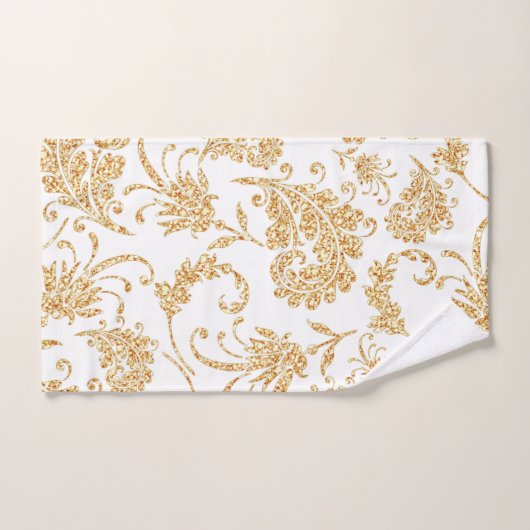 Élégant or blanc floral (Serviette à main)