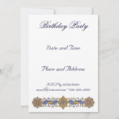 Elégant Or & Bleu Antique Art Invitations personna (Dos)