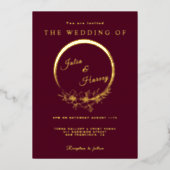Elégant or Bourgogne Mariage Foil Invitation (Recto)