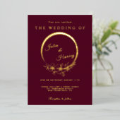 Elégant or Bourgogne Mariage Foil Invitation (Debout devant)