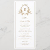 Elégant or Crest Monogram Mariage Menu (Devant)
