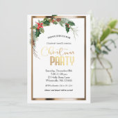 Élégant or de Noël festif Invitation (Debout devant)