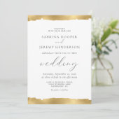 Elégant or déchiré Faire-part de mariage blanc (Debout devant)