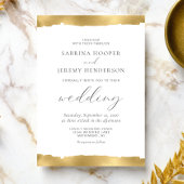 Elégant or déchiré Faire-part de mariage blanc