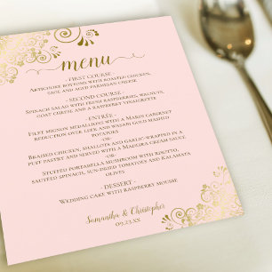 Elégant or dentelle bleu rose Mariage budget menu
