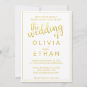 Elégant or et blanc Faire-part de mariage classe (Devant)