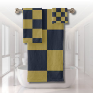 Elégant or et bleu marine À damiers Motif
