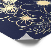 Elégant or et bleu marine Mariage Affiche de bienv (Coin)