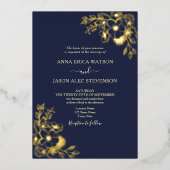 Elégant or et bleu marine Mariage Foil Invitation (Recto)