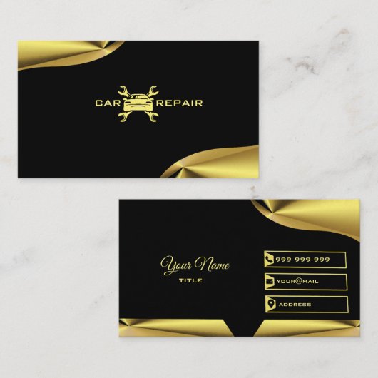 Elégant or et Carte de visite noir (Devant / Derrière)