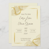 Elégant or et Faire-part de mariage beige (Devant / Derrière)