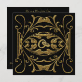 Elégant or et Faire-part de mariage noir (Devant / Derrière)