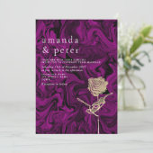 Elégant or et Faire-part de mariage pourpre (Debout devant)