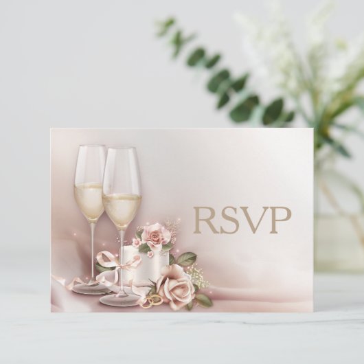 Elegant or et ivoire Faire-part de mariage RSVP (Debout devant)