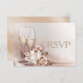 Elegant or et ivoire Faire-part de mariage RSVP (Devant / Derrière)