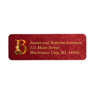 Élégant or et le Monogramme rouge Étiquette de Noë