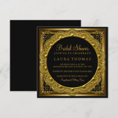 Elégant or et noir Fête des mariées  Invitation (Devant / Derrière)