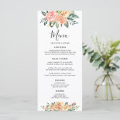 Élégant or et Pêcher Floral Menus Mariage (Debout devant)