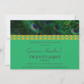 Elégant or et plumes Invitation Anniversaire (Devant)