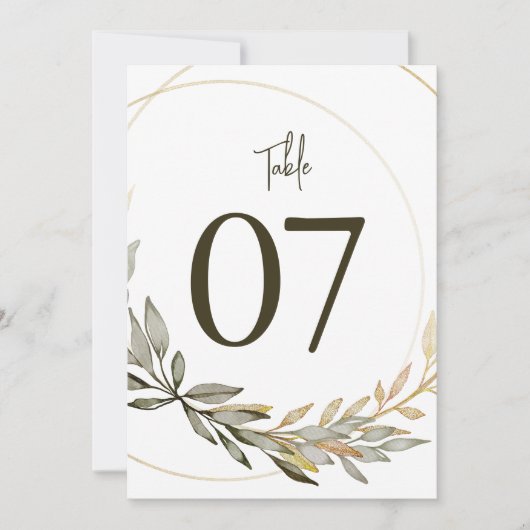 Elégant or et verdure Mariages numéros de table (Devant)