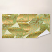 élégant or exotique feuilles sans couture motif su (Serviette de bain)