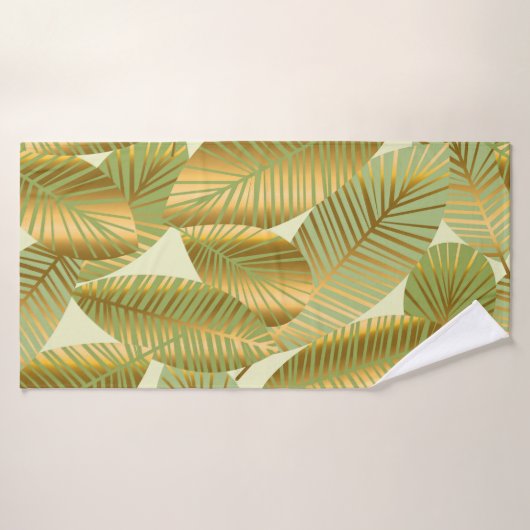 élégant or exotique feuilles sans couture motif su (Serviette de bain)