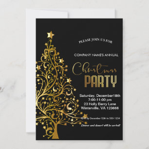 Elégant or festif sapin de Noël Invitation