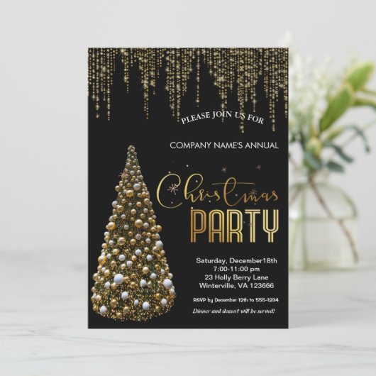 Elégant or festif sapin de Noël Invitation (Debout devant)