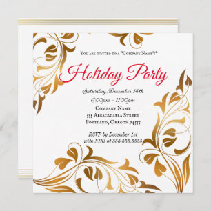 Elégant or Fête de Vacances Société Invitation