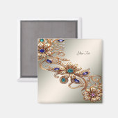 Élégant or fleuris de bijoux Magnet (Recto/Verso)