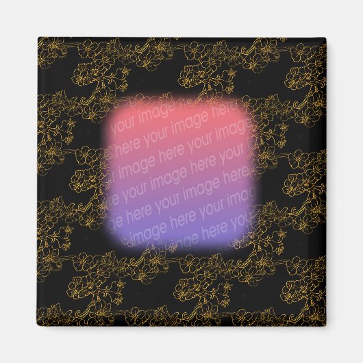 Elégant Or Fleurs Design Aimant Photo (Devant)