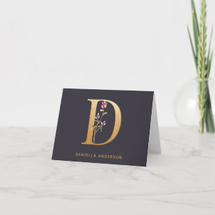 Elégant or floral D Monogram Chic Personnalisé