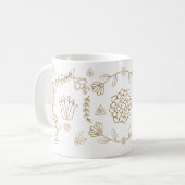 Élégant or floral Folk Art Mug (Devant gauche)