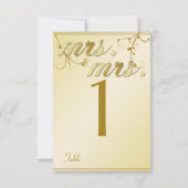 Elégant or Floral Gay Mariage Numéro de table (Dos)