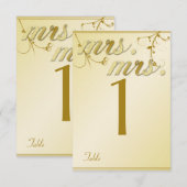 Elégant or Floral Gay Mariage Numéro de table (Devant / Derrière)