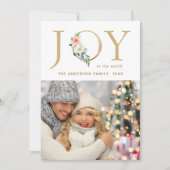 Elégant or Floral Joy Carte photo de vacances (Devant)