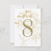 Elégant or Floral Peony Mariage Numéro de table (Dos)
