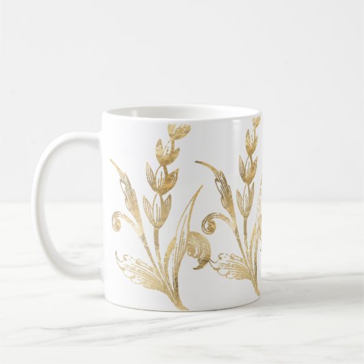 Elégant or floral personnalisé café Mug (Gauche)