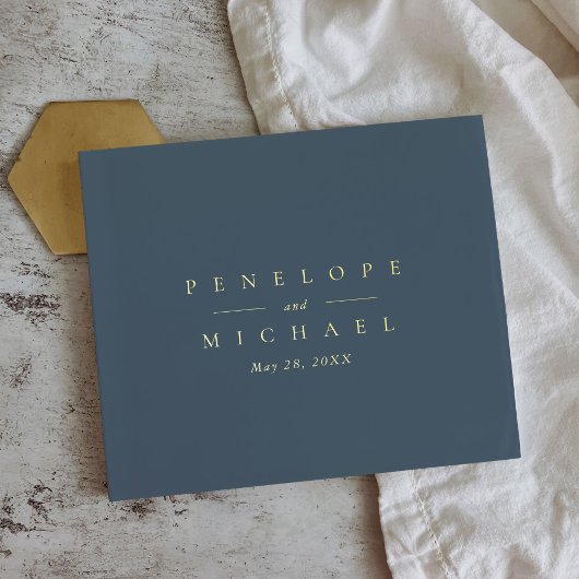 Élégant or Foil Monogram New York Blue Mariage